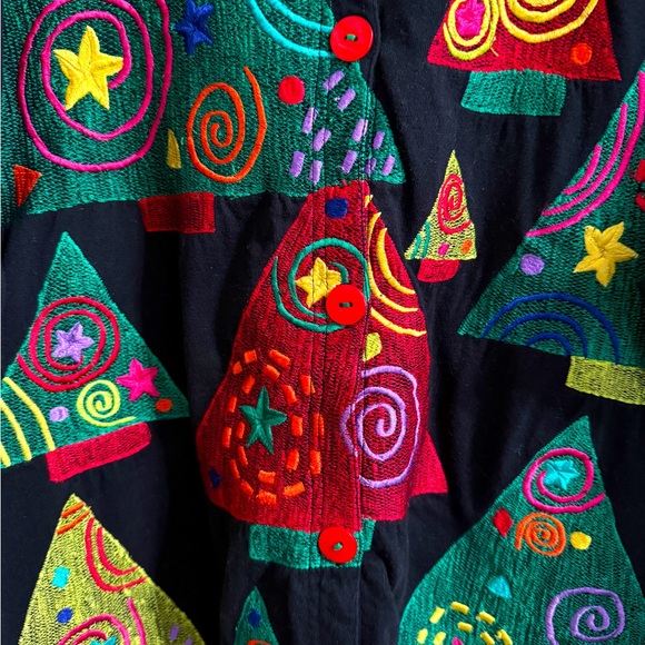Vintage Michael Simon Lite Christmas Tree Appliqué Cardigan Size 2X - Picture 6 of 6